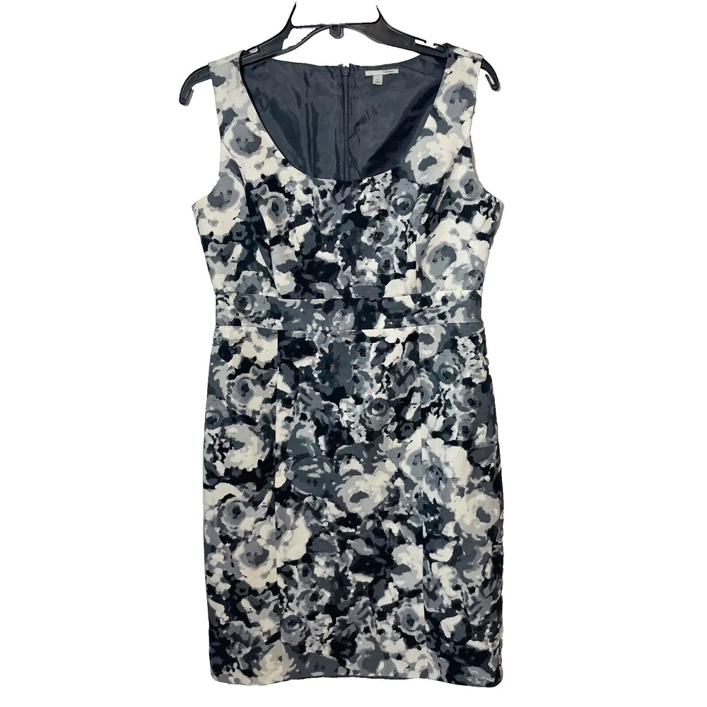 Halogen Sleeveless Floral Mini Sheath Dress Black Size 8‎ Silk Blend Formal